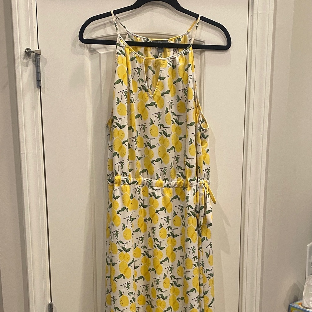 Market & Spruce Yellow Lemon Print Dress